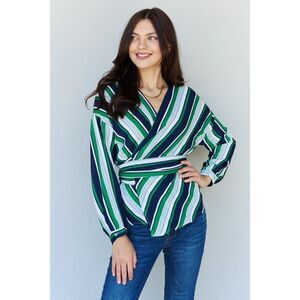 Oddi Multicolored Striped Wrap Top In Multi Green